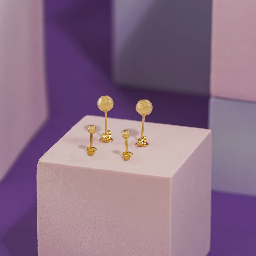 Topo En Oro Laminado 18K Balín 3mm Para Dama