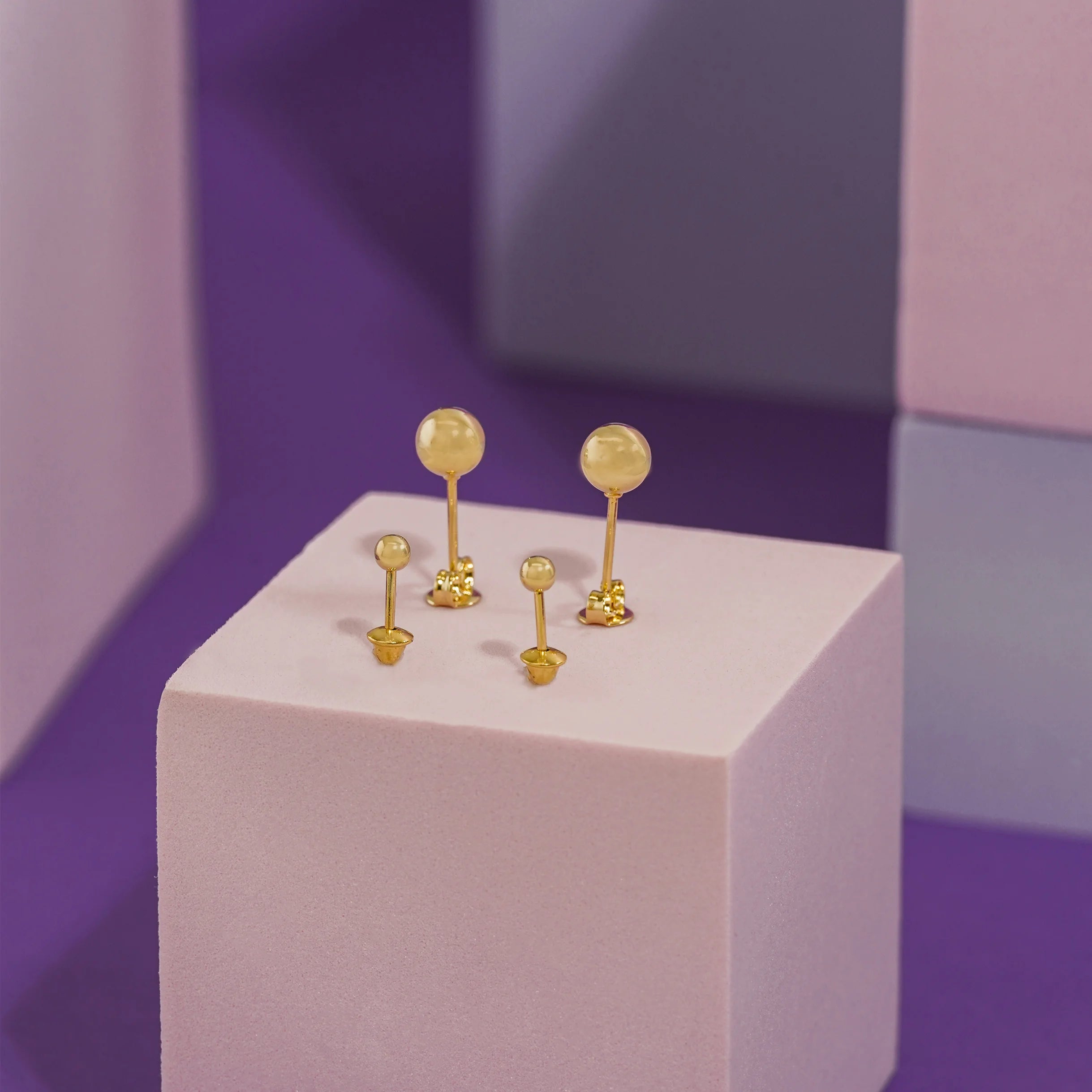 Topo En Oro Laminado 18K Balín 3mm Para Dama