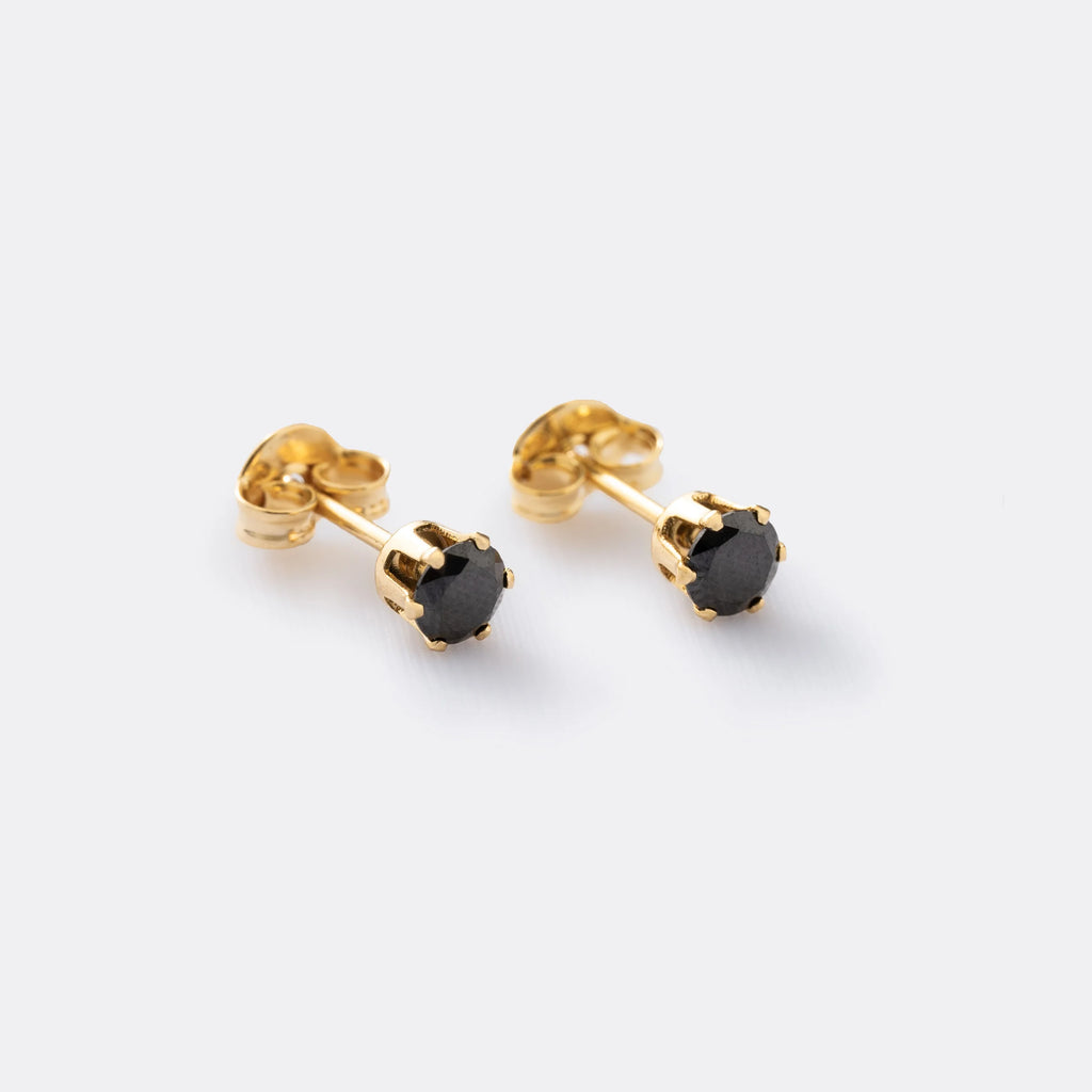 Topo En Oro Laminado 18K Circon Redondo Negro Para Caballero