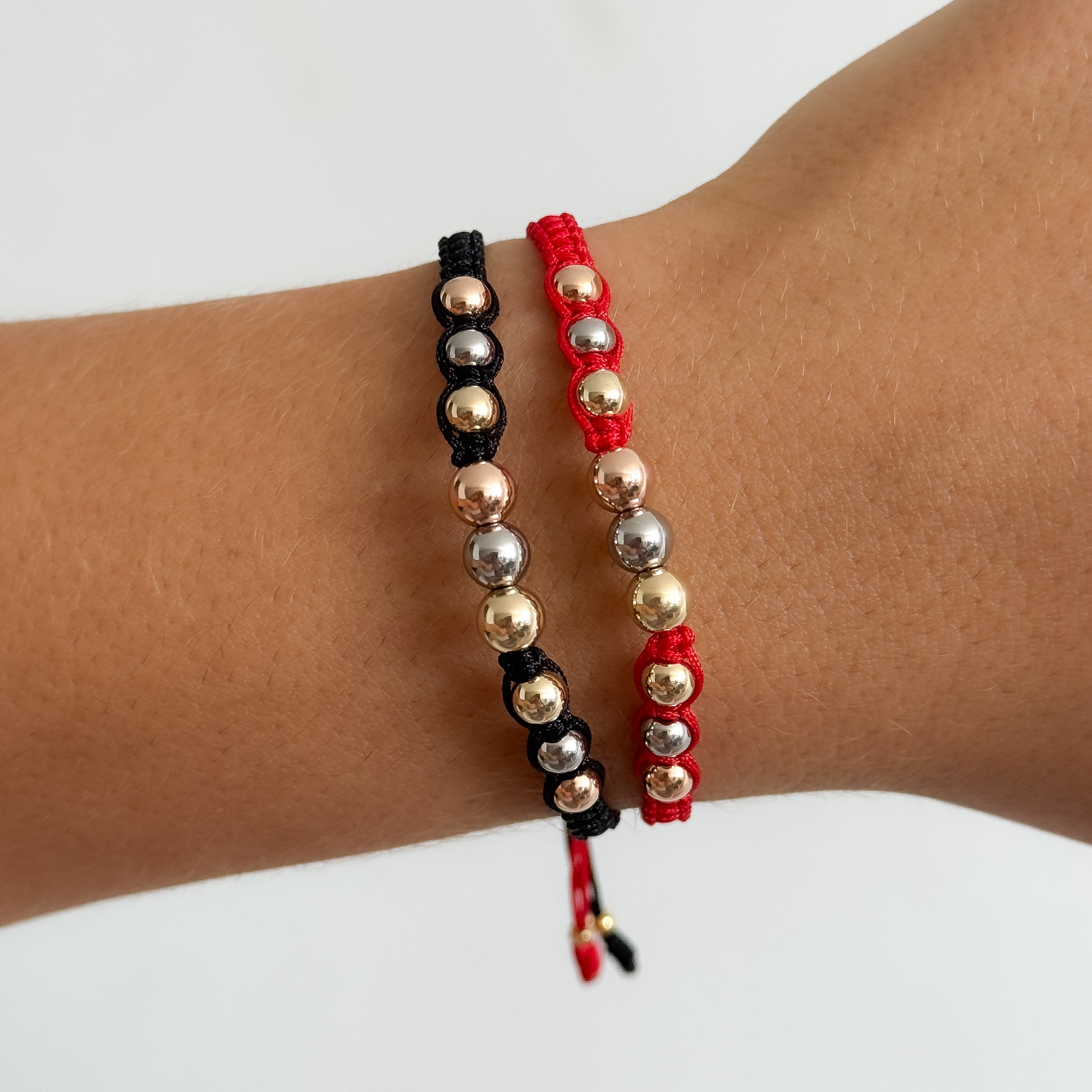 Pulsera artesanal balin 3 oros liso