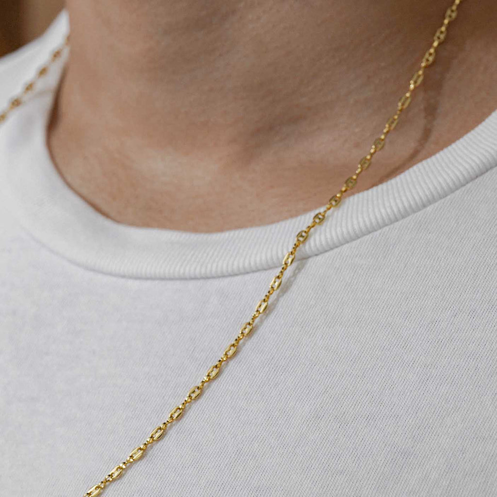Cadena En Oro Laminado 18k Eslabón Delgada Para Caballero