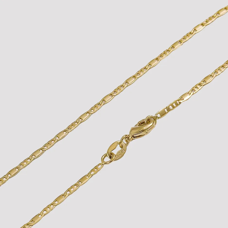 Cadena En Oro Laminado 18k Escalera Delgada Plana Lisa Para Caballero