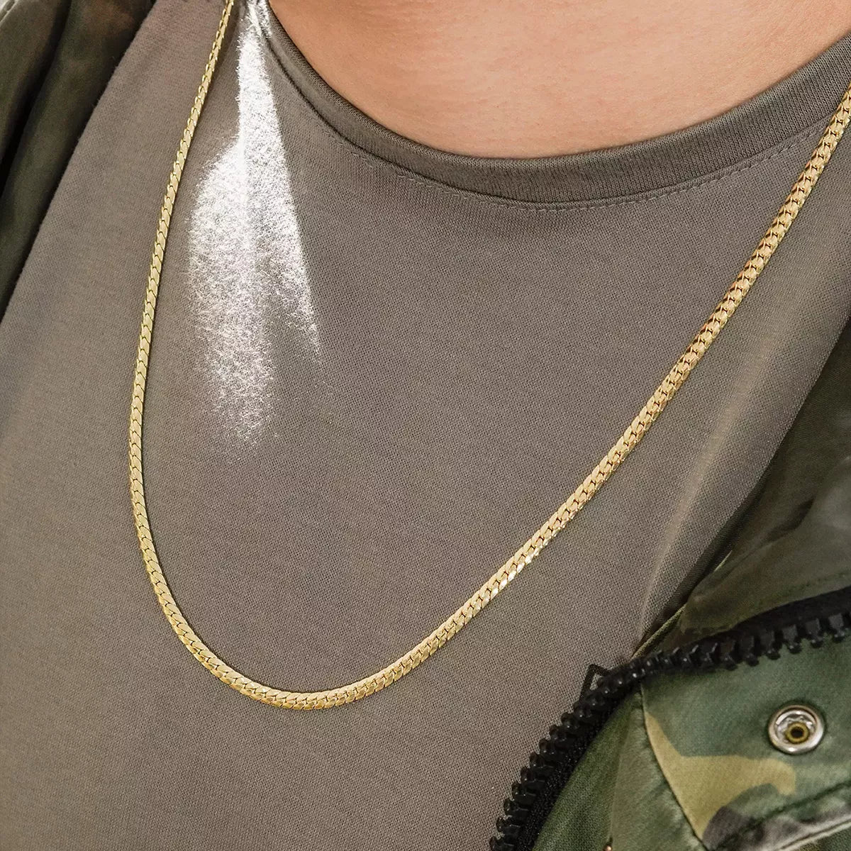 Cadena En Oro Laminado 18k Serpiente Para Caballero