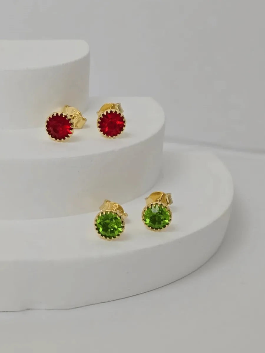 Topo Circon Bisel Color Rojo y Verde