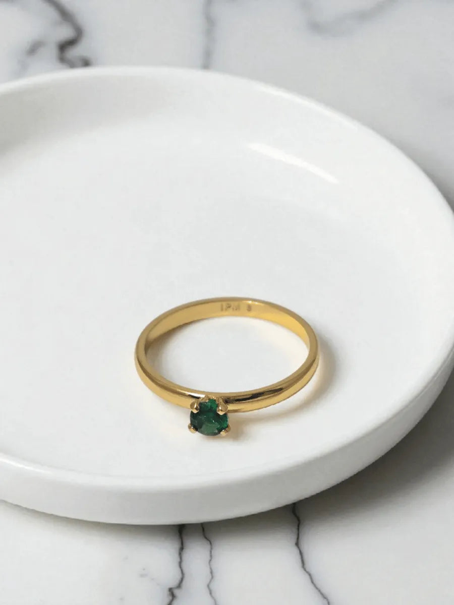 Anillo Solitario Circón Verde