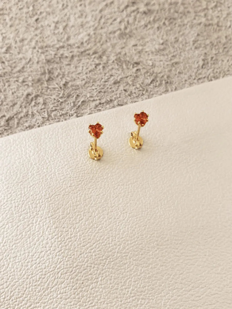 Topo Circonia Corazón Rojo