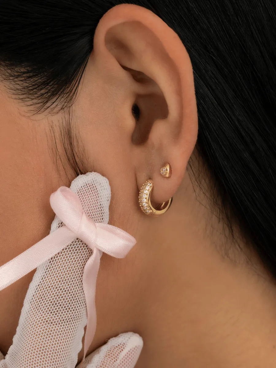 Arete Corazón Mini Circonia Cristal