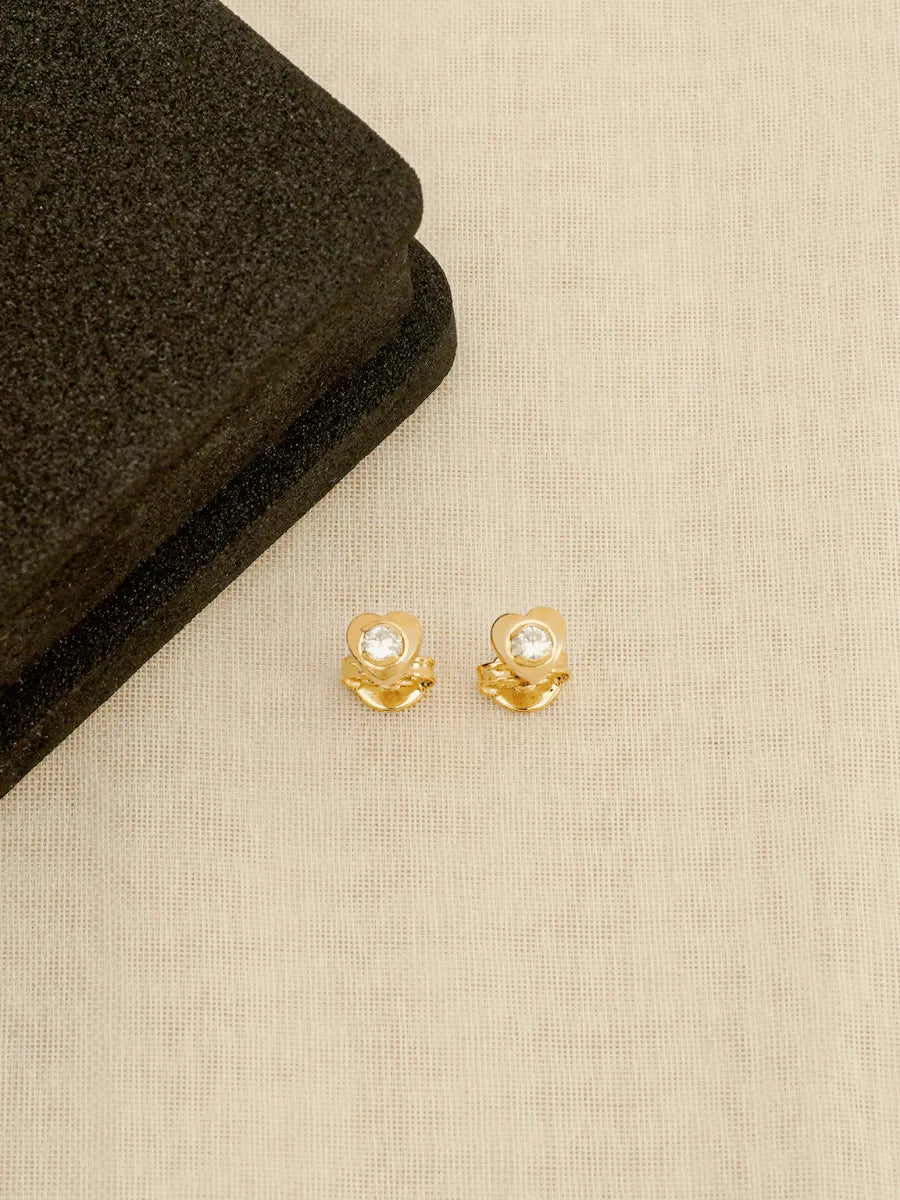 Arete Corazón Mini Circonia Cristal