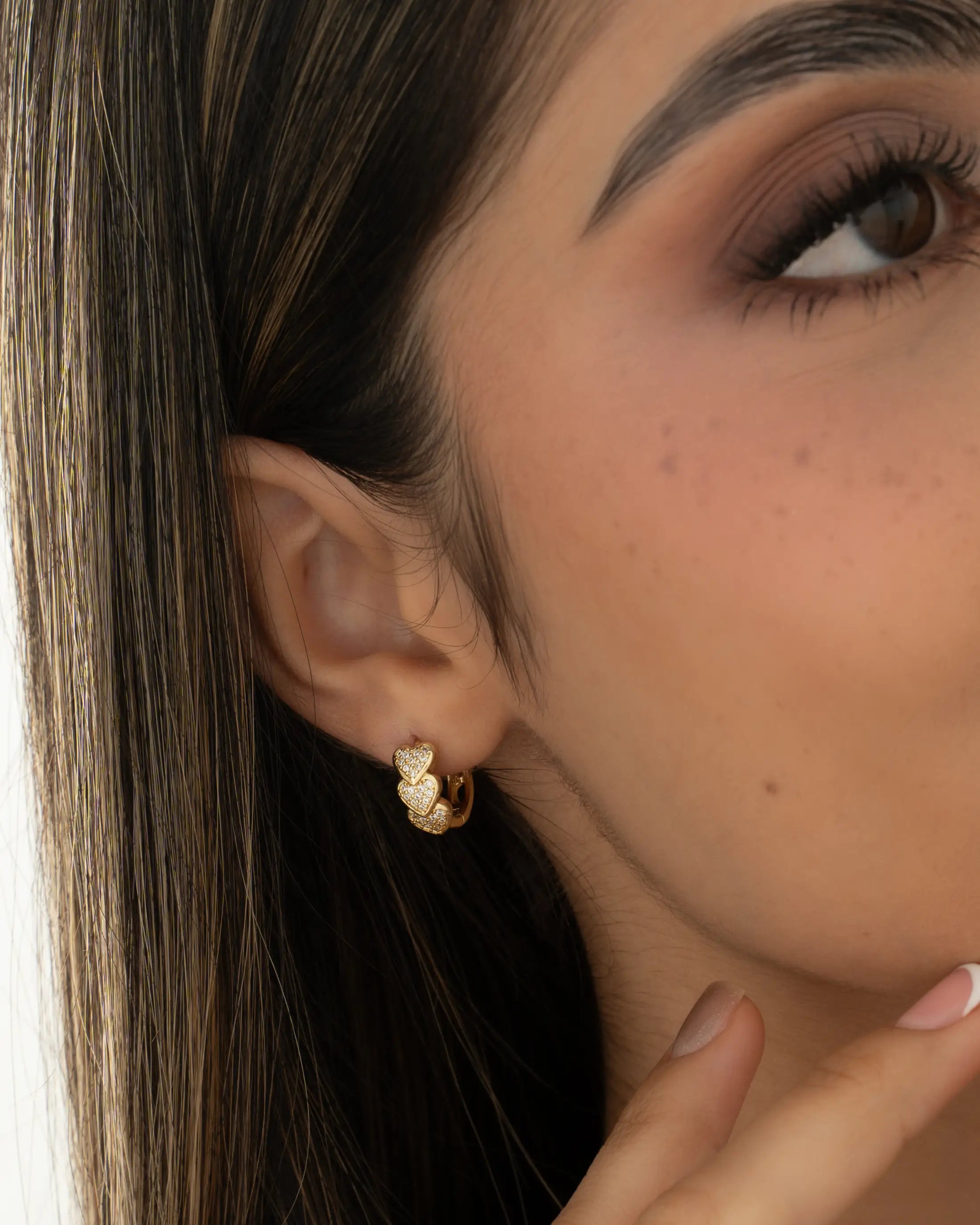 Candonga En Oro Laminado 18K Heart Circones Para Dama