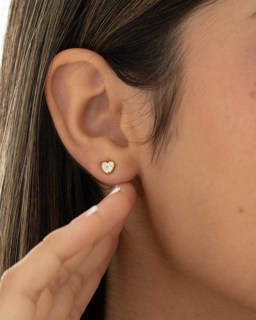 Topo En Oro Laminado 18K Corazon Crystal Para Dama