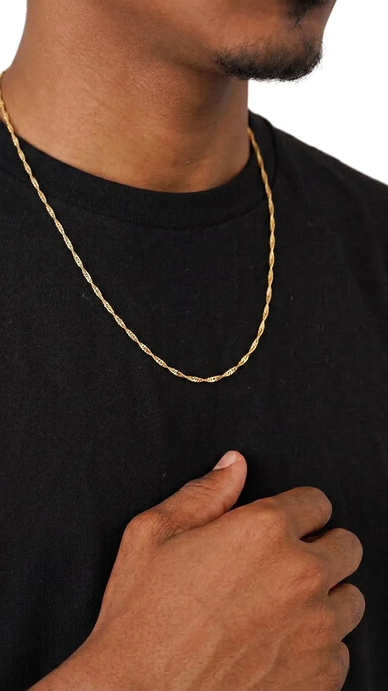 Cadena En Oro Laminado 18K Singapur IT Para Caballero