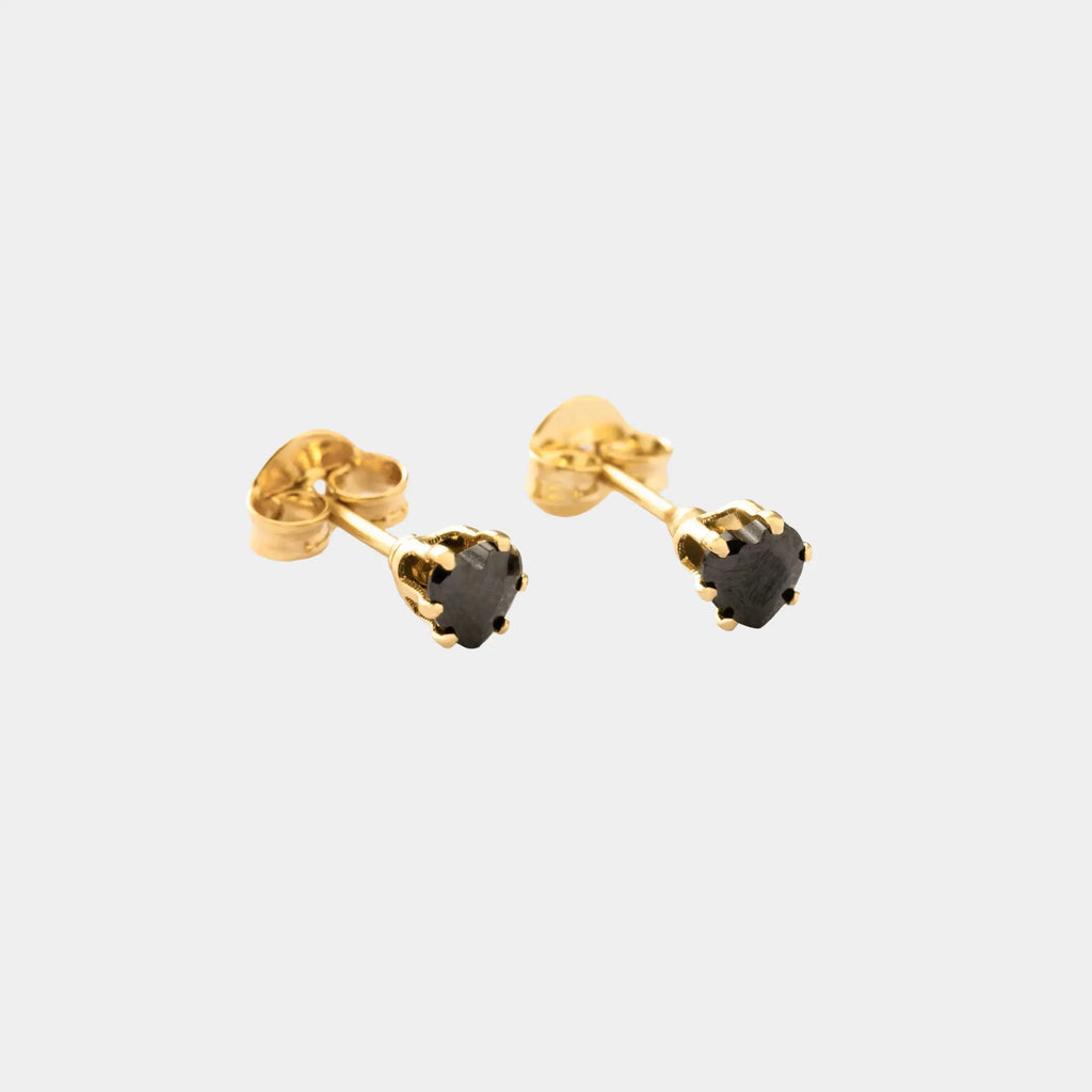 Topo En Oro Laminado 18K Circonia Corazón Negro Para Dama