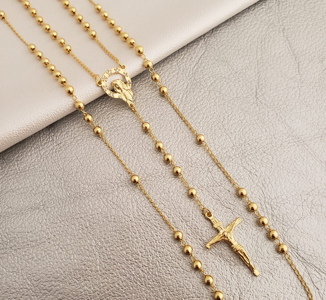 Rosario En Oro Laminado 18K 4 mm Para Caballero