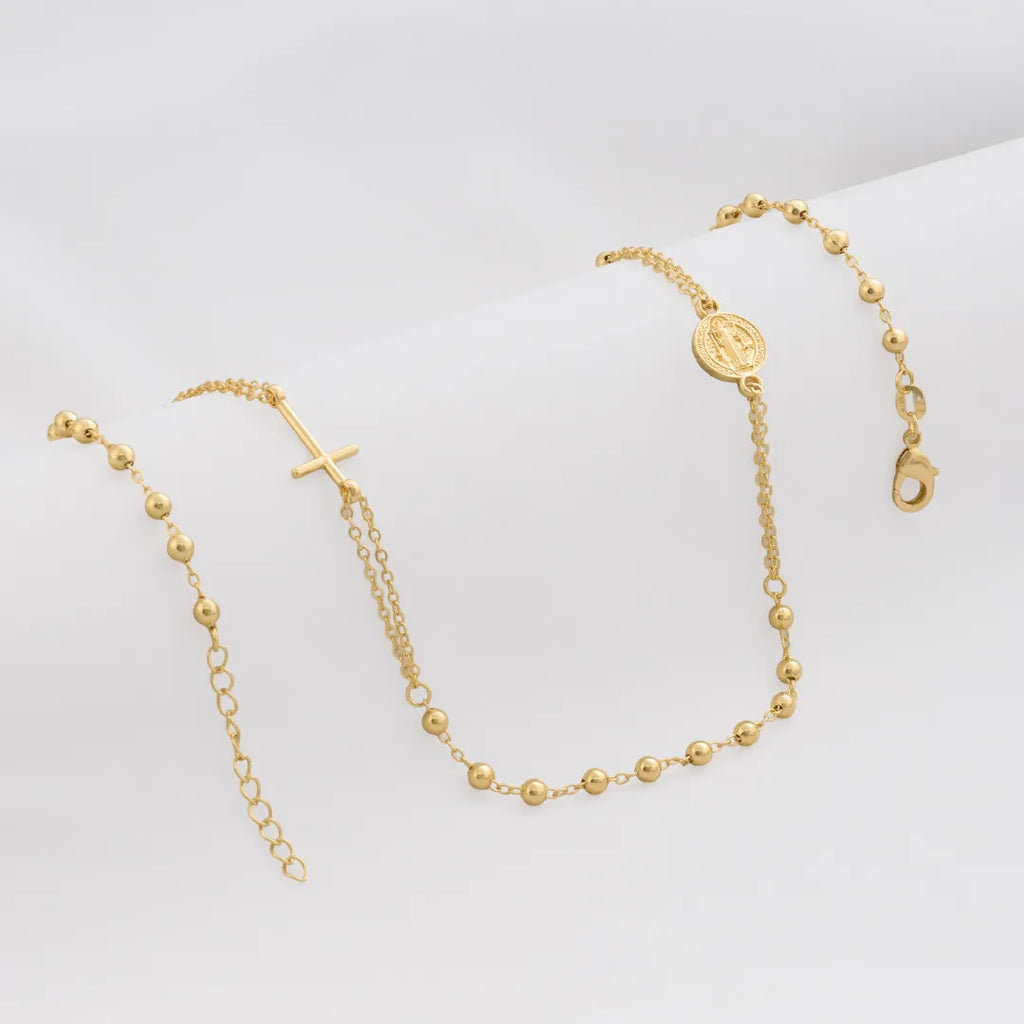 Rosario En Oro Laminado 18K Benedictus Para Dama