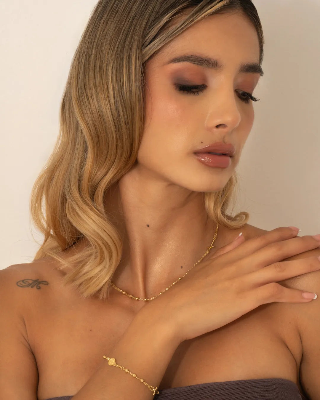 Rosario En Oro Laminado 18K Benedictus Para Dama