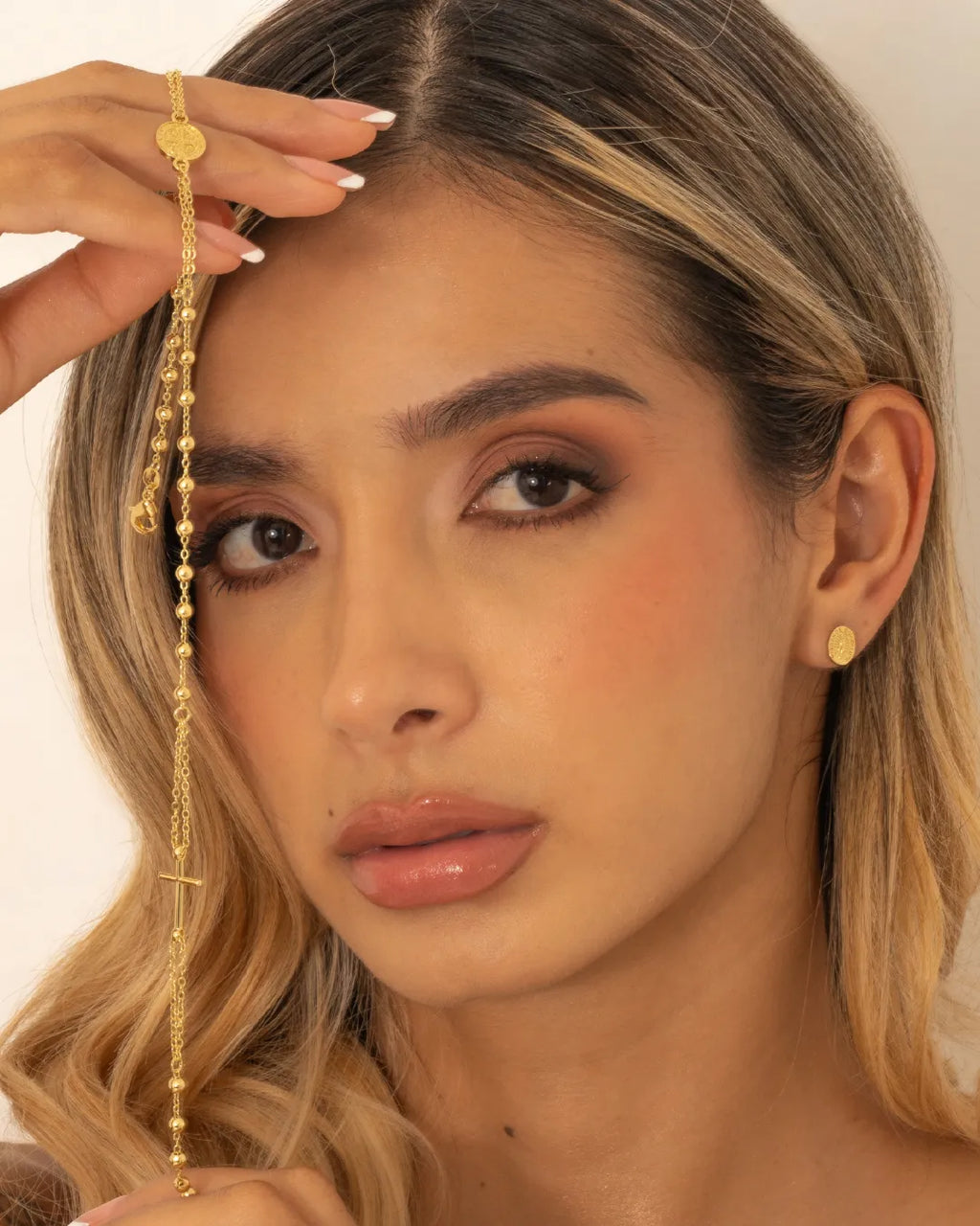 Rosario En Oro Laminado 18K Benedictus Para Dama