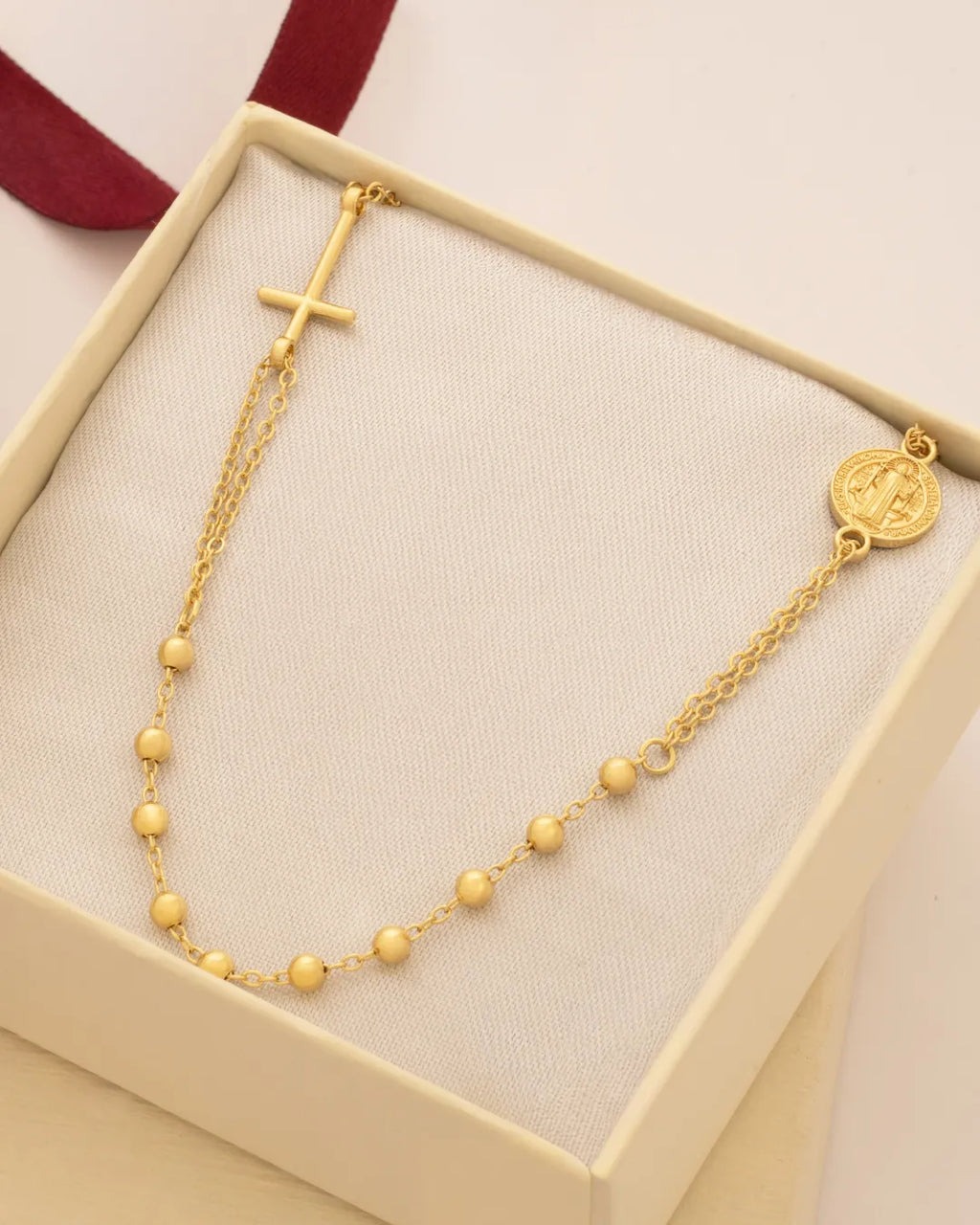 Rosario En Oro Laminado 18K Benedictus Para Dama