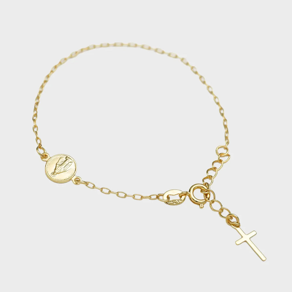 Pulsera En Oro Laminado 18K Virgen Milagrosa Para Dama