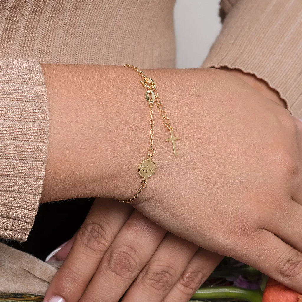 Pulsera En Oro Laminado 18K Virgen Milagrosa Para Dama