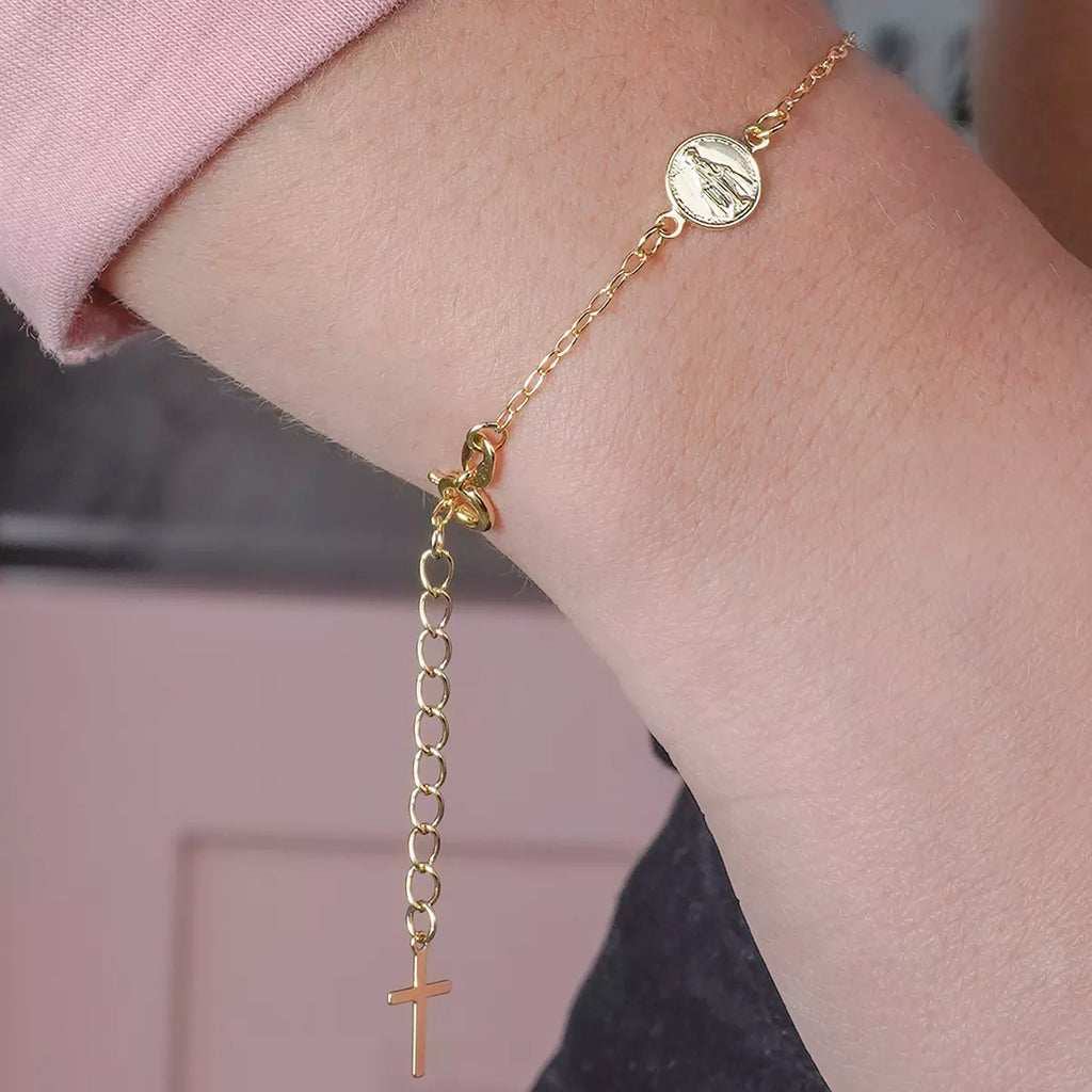 Pulsera En Oro Laminado 18K Virgen Milagrosa Para Dama