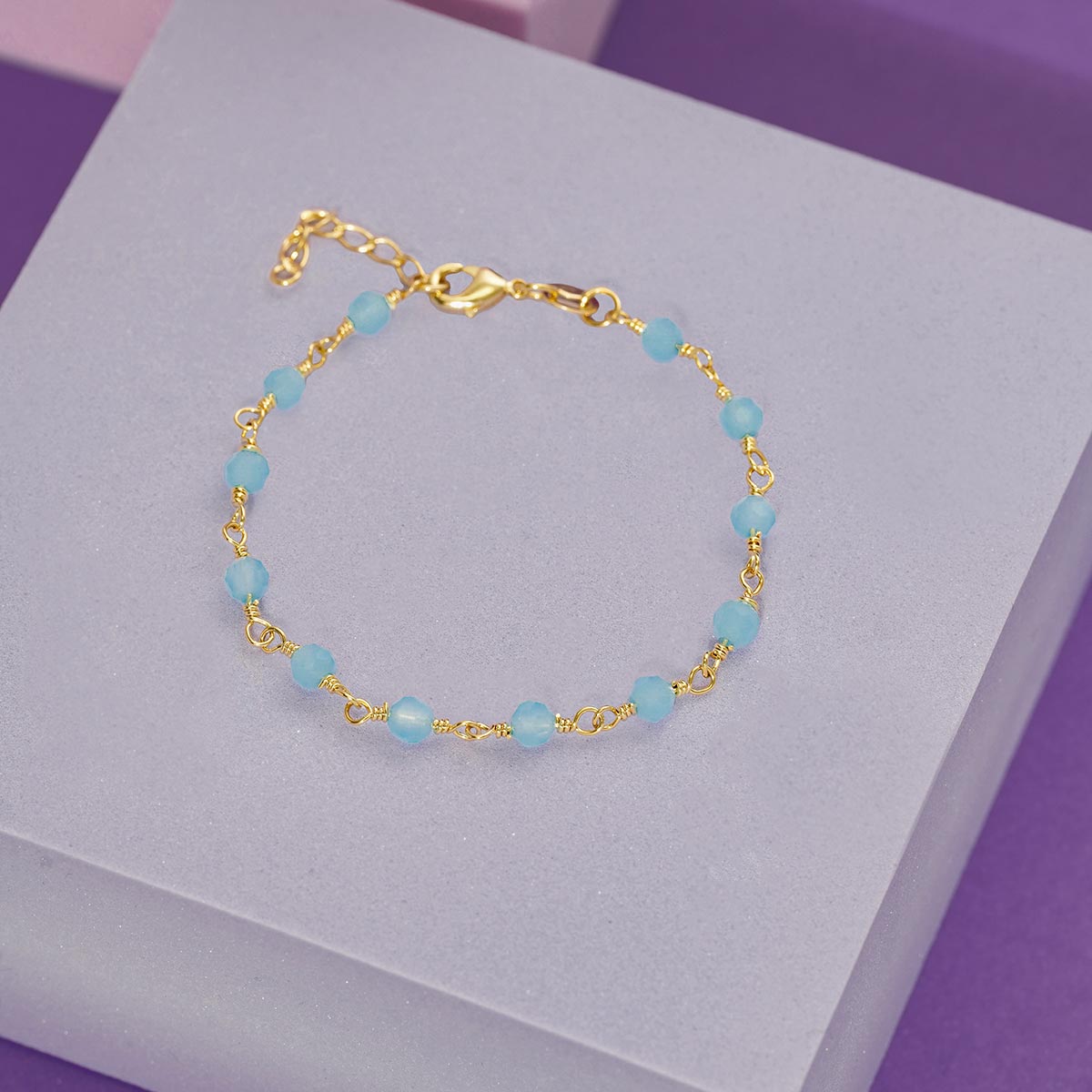 Pulsera En Oro Laminado 18K Blue Dream Para Dama
