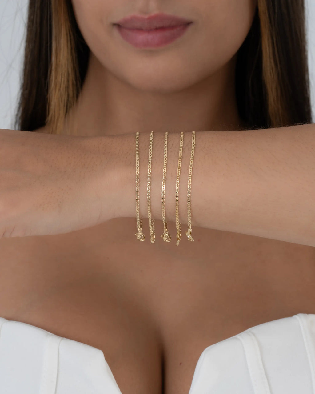 Pulsera En Oro Laminado 18K Escalerita Con Destellos IT Para Dama