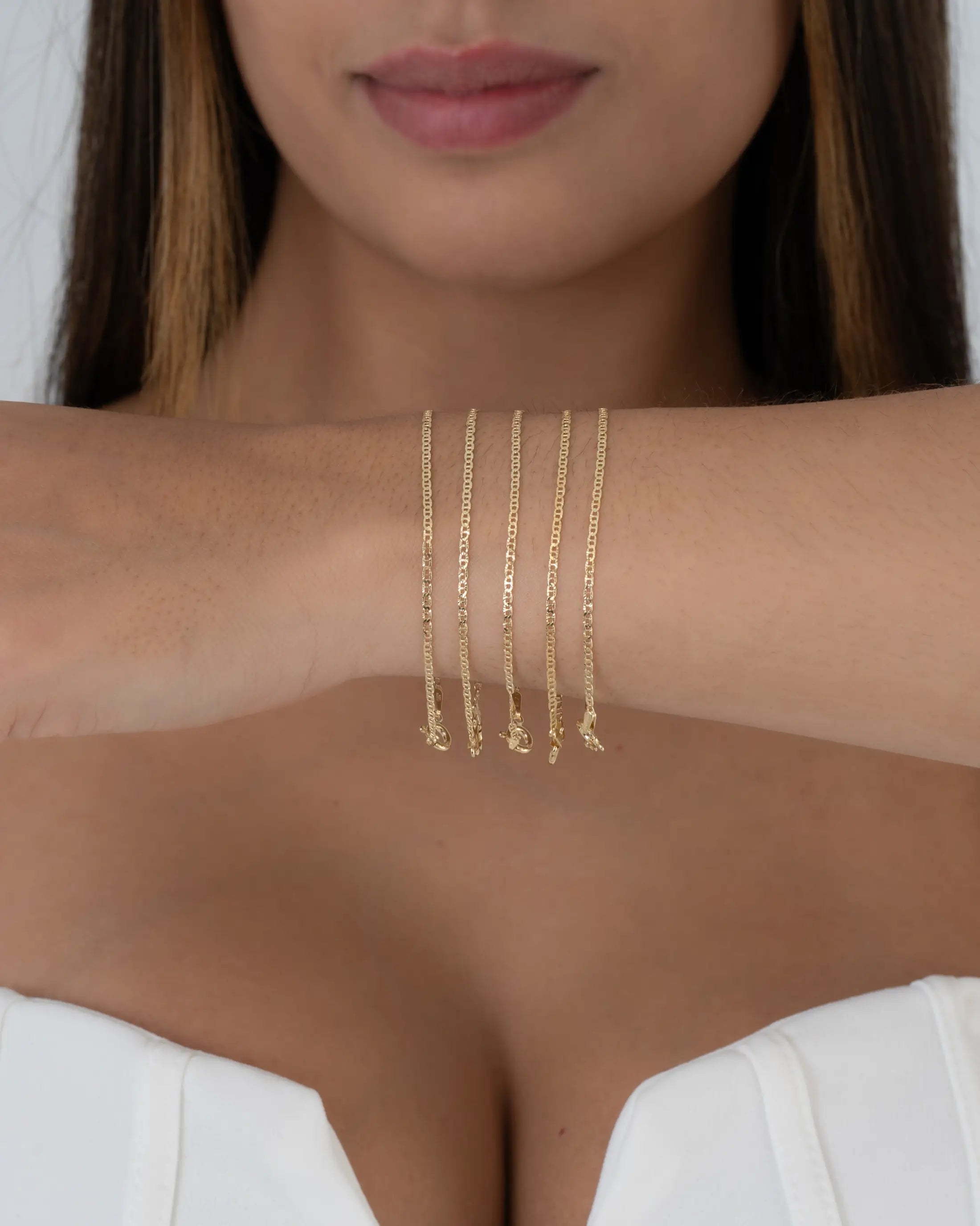 Pulsera En Oro Laminado 18K Escalerita Con Destellos IT Para Dama