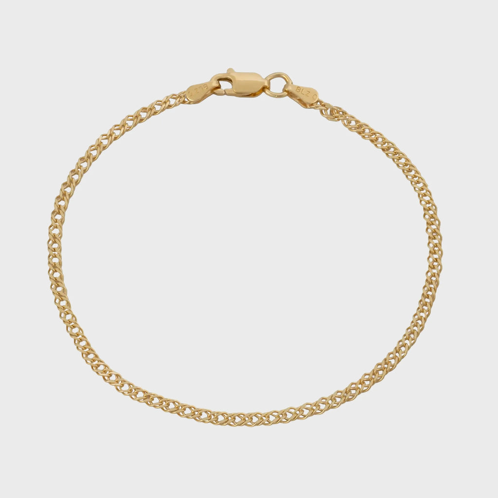 Pulsera En Oro Laminado 18K Cubana Cruzada Para Caballero