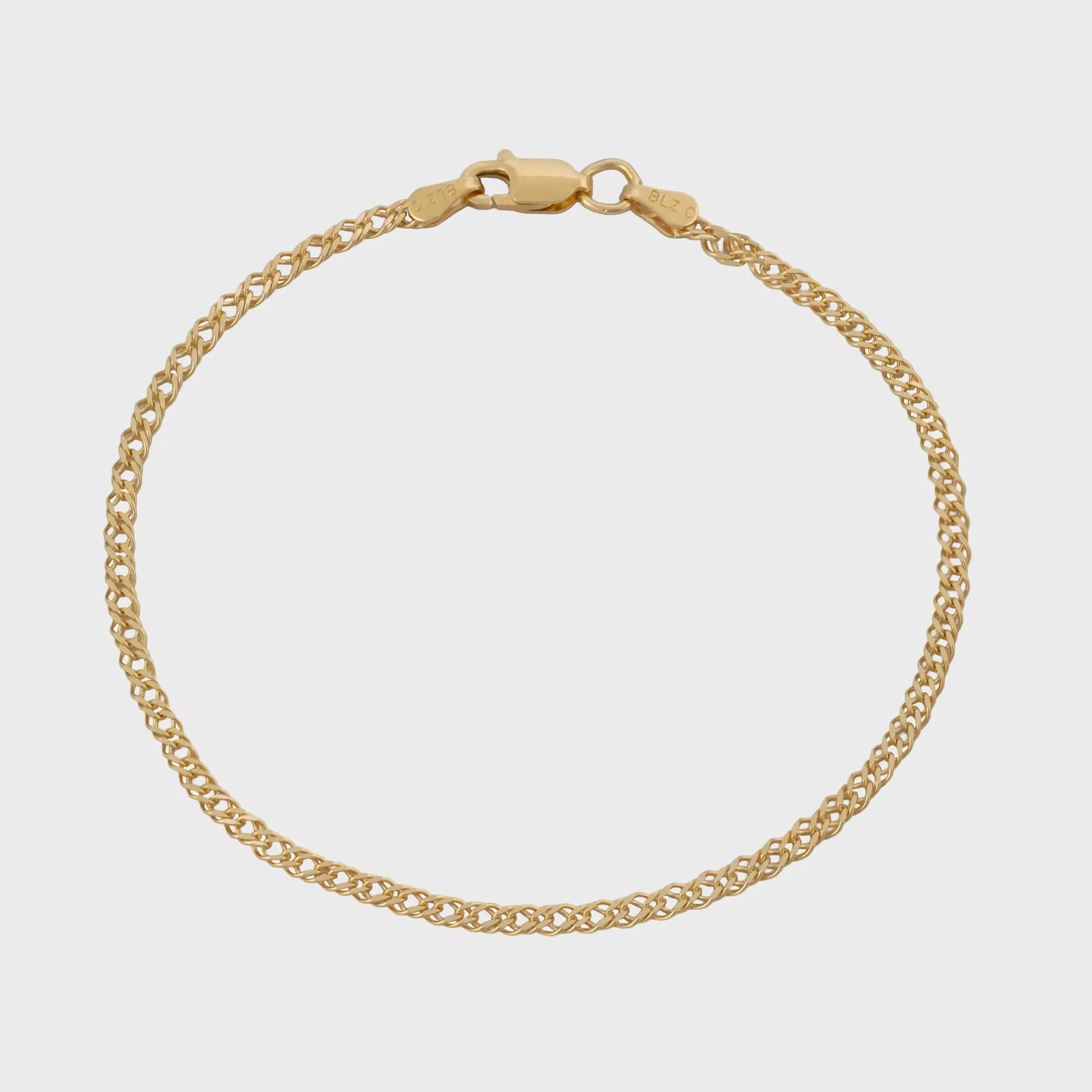 Pulsera En Oro Laminado 18K Cubana Cruzada Para Caballero