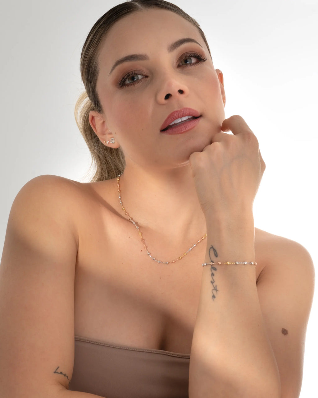 Pulsera En Oro Laminado 18K Station Redonda IT Para Dama