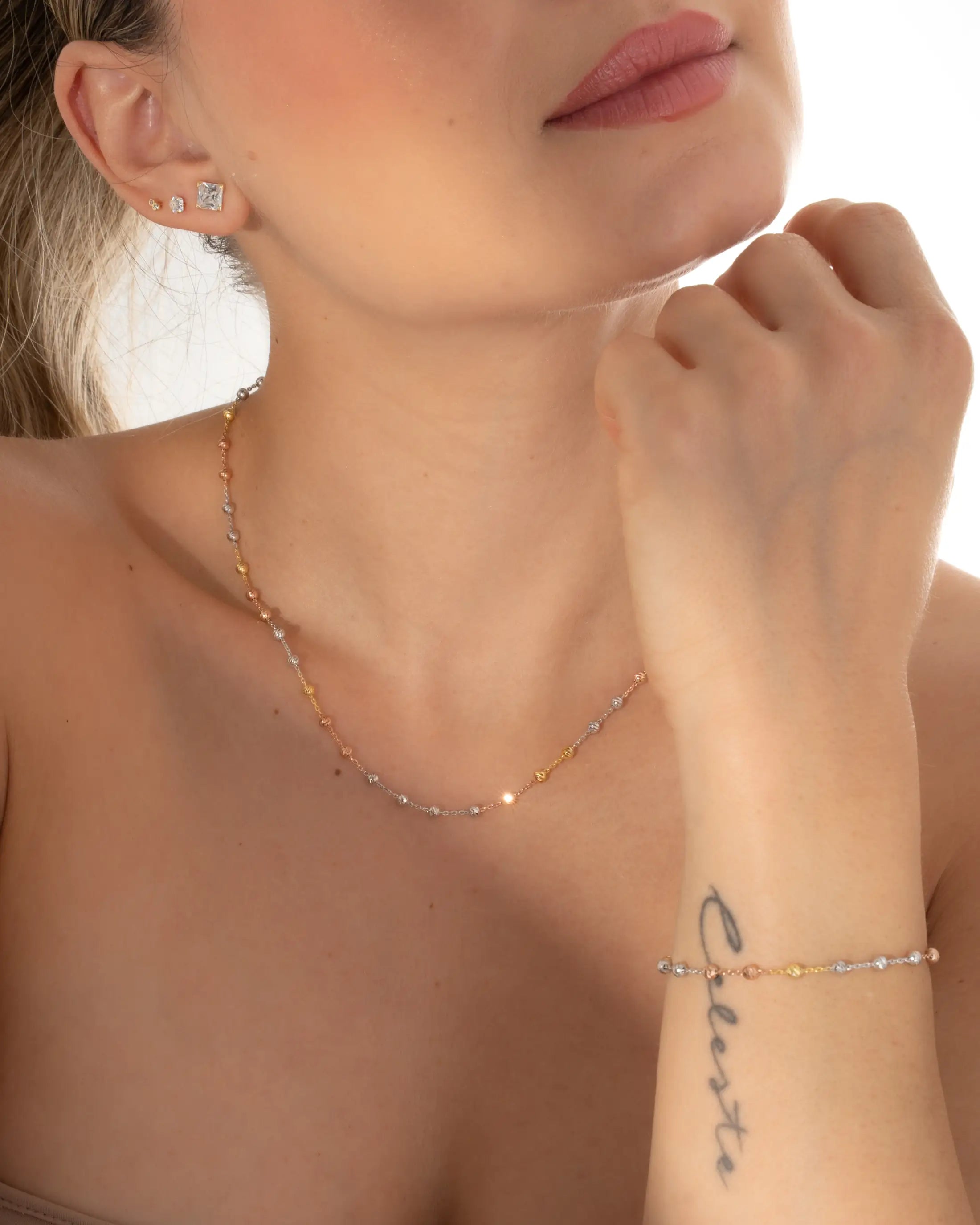Pulsera En Oro Laminado 18K Station Redonda IT Para Dama