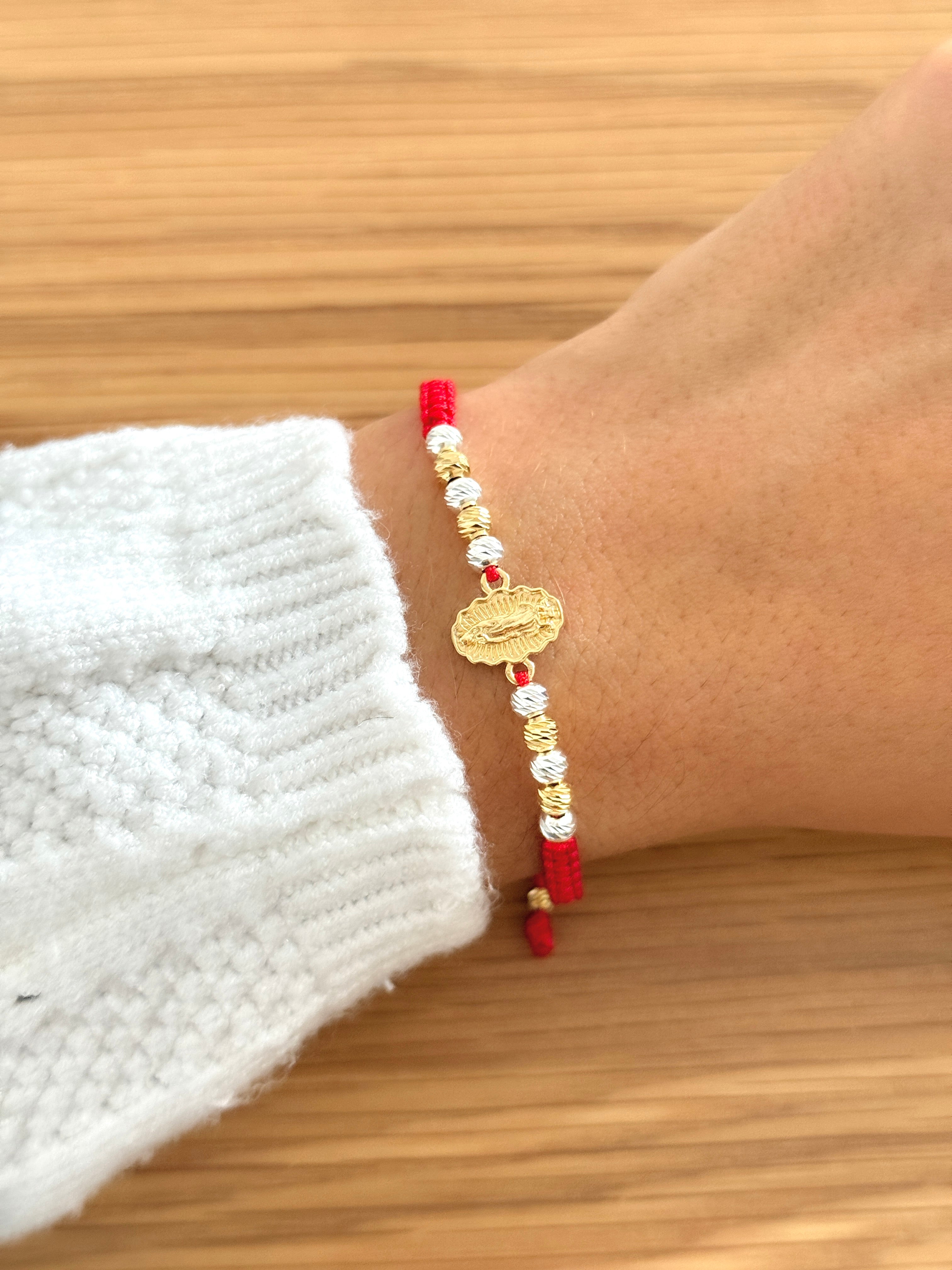 Pulsera artesanal Guadalupe balin plata ley 925
