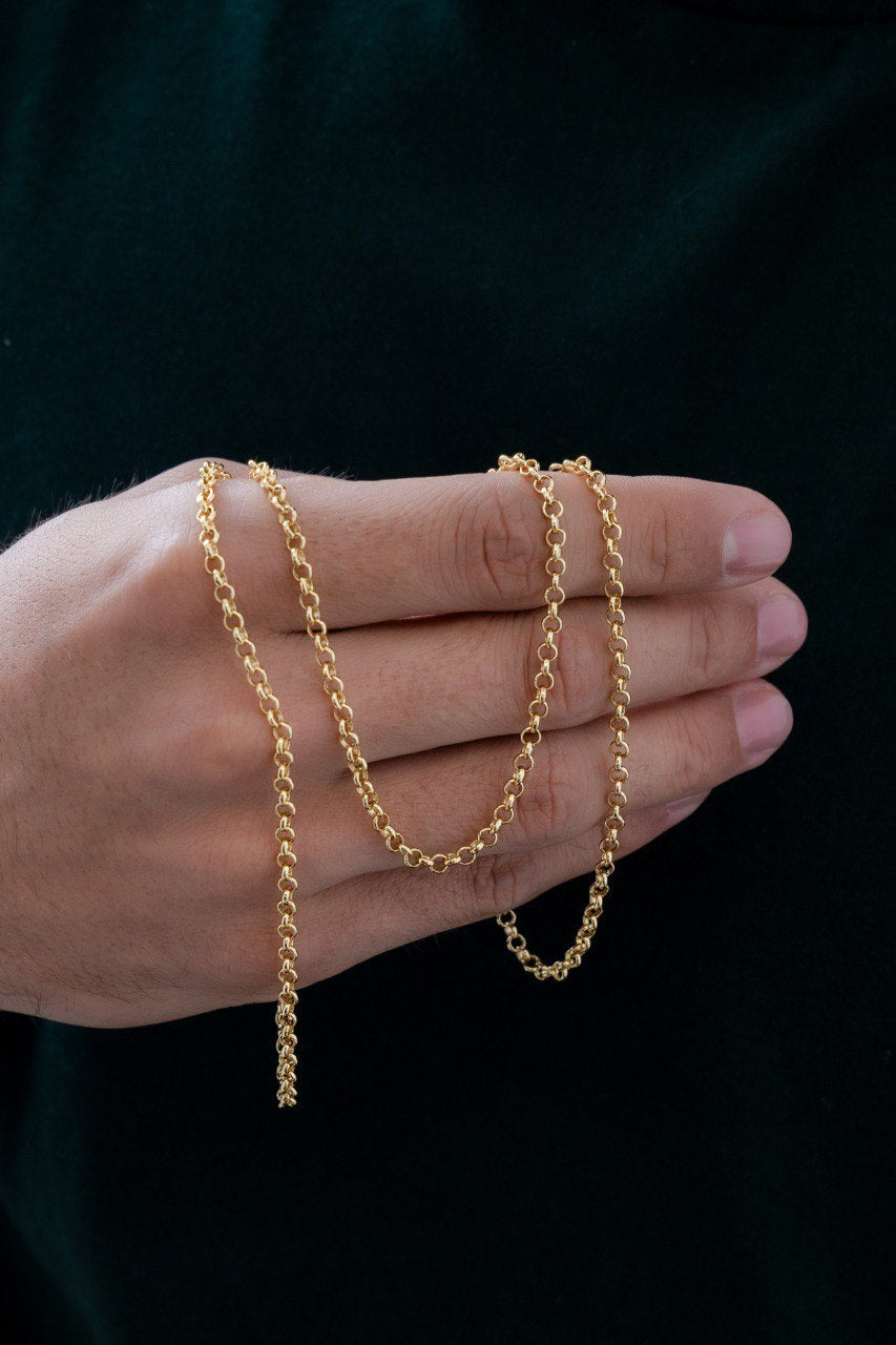 Cadena En Oro Laminado 18k Aros Para Caballero
