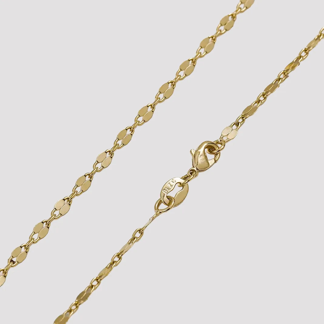 Cadena En Oro Laminado 18k Espejo Cuadrada Para Caballero
