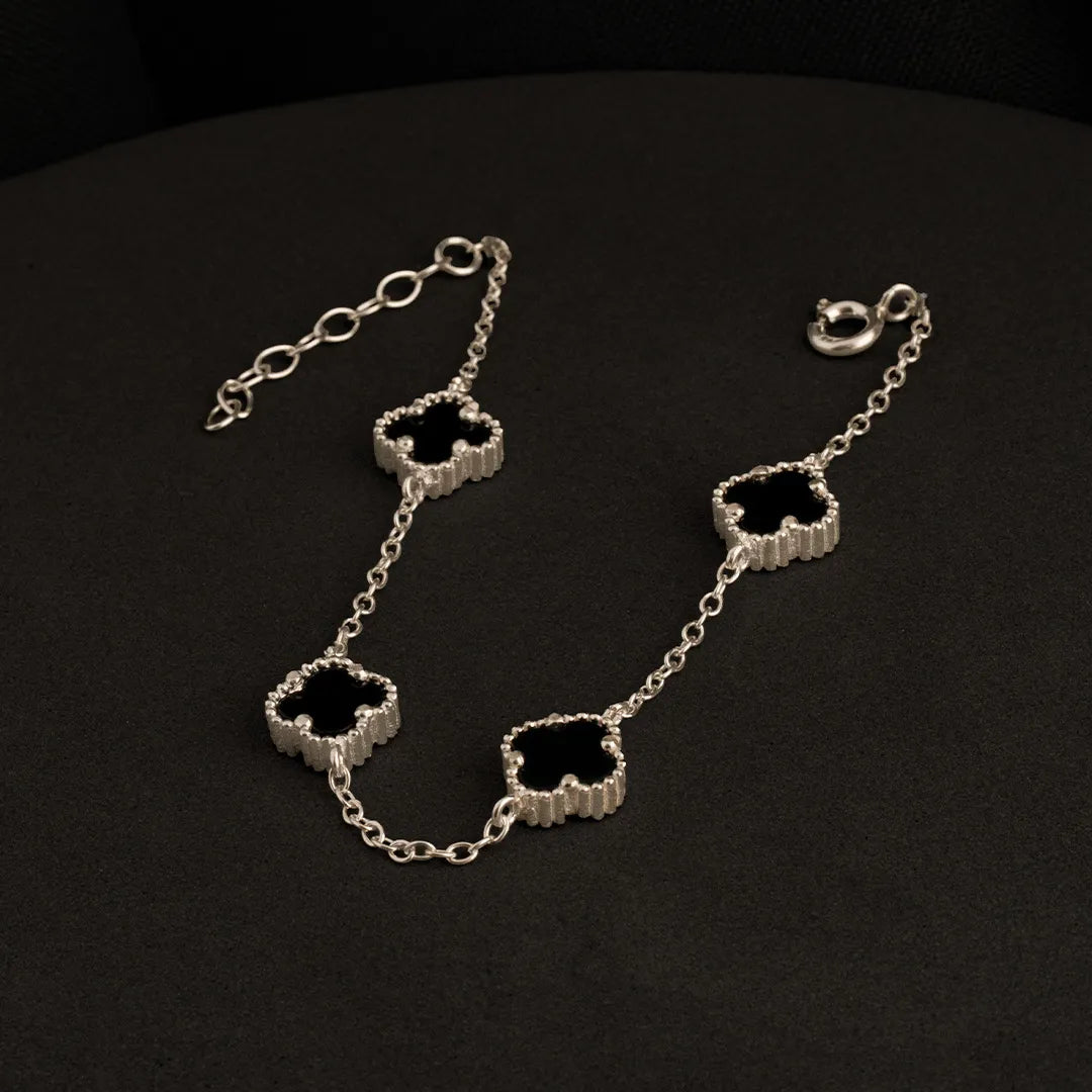 Pulsera plata Clover Black