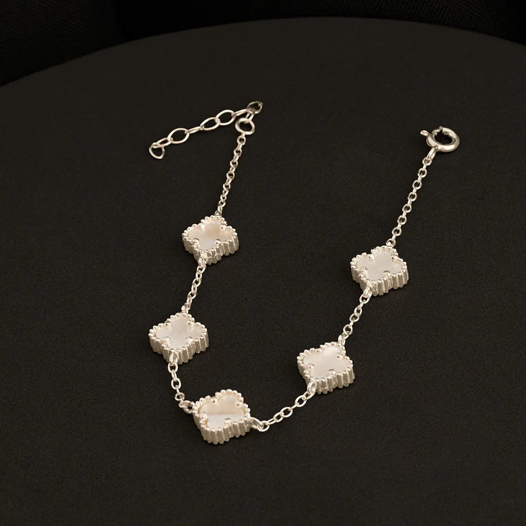 Pulsera plata Nácar 5clover