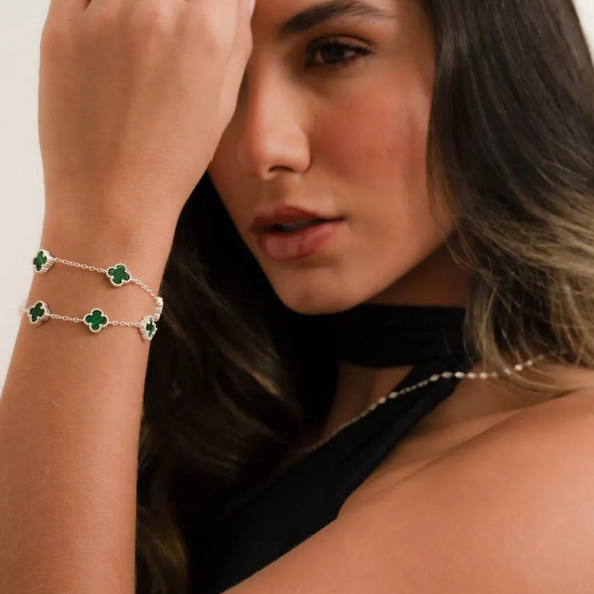Pulsera plata Colver Malaquita
