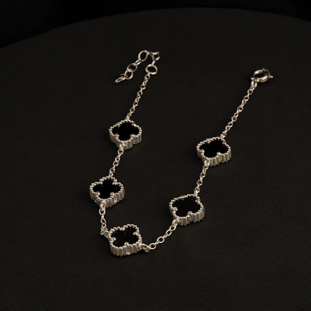 Pulsera plata Clover Black