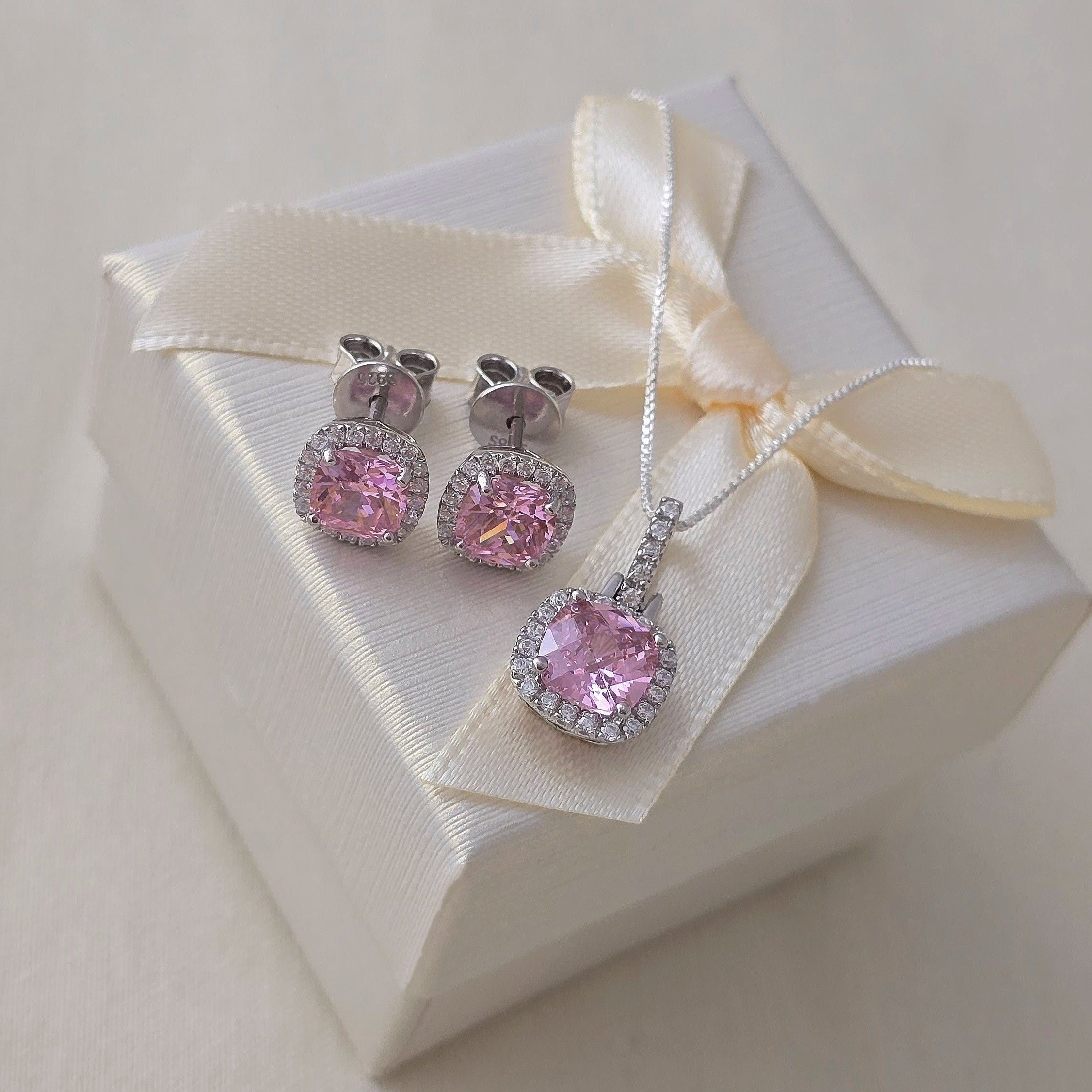 Set plata Pave Circón