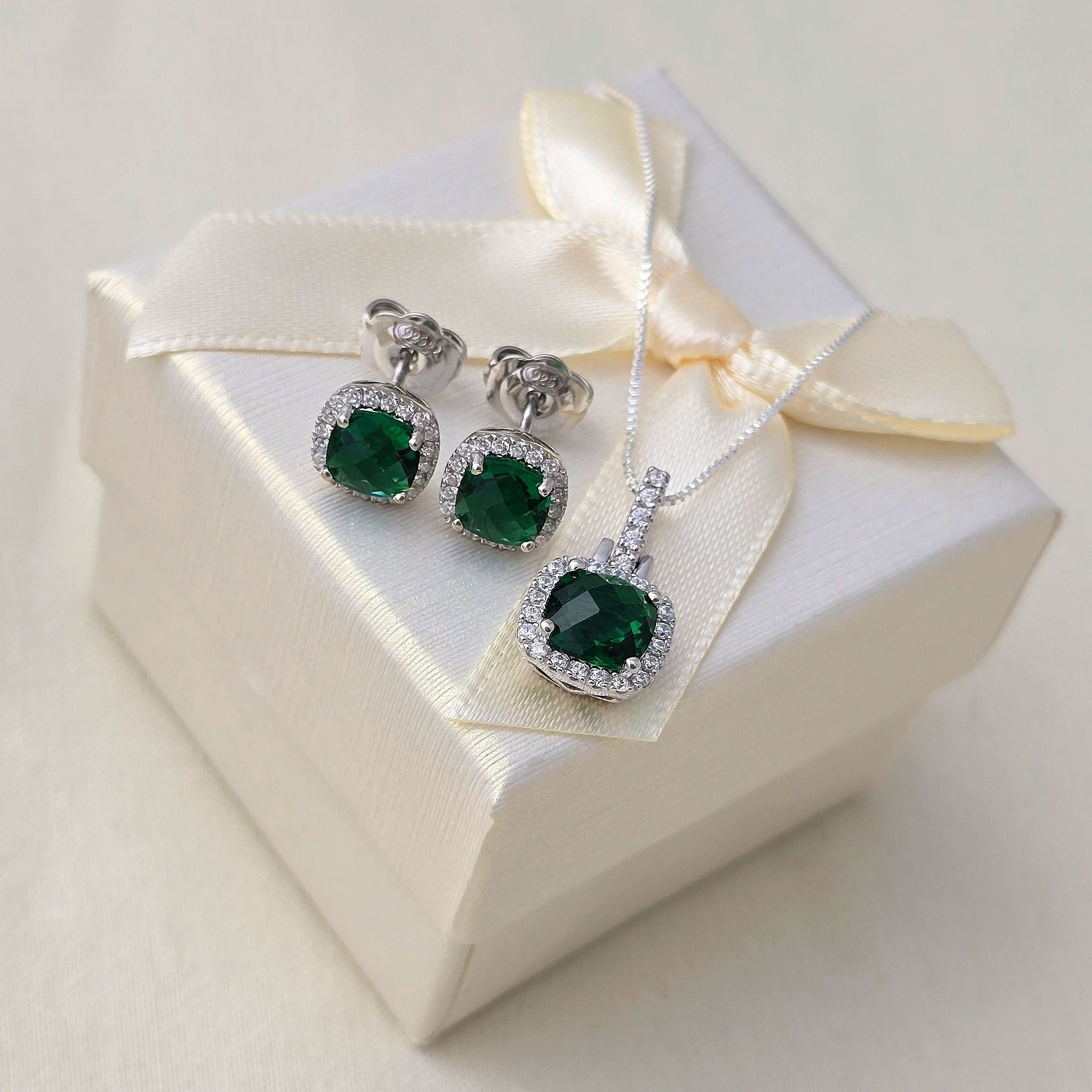 Set plata Pave Circón