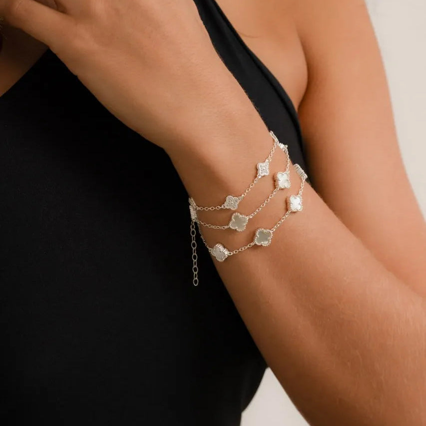 Pulsera plata Nácar 5clover