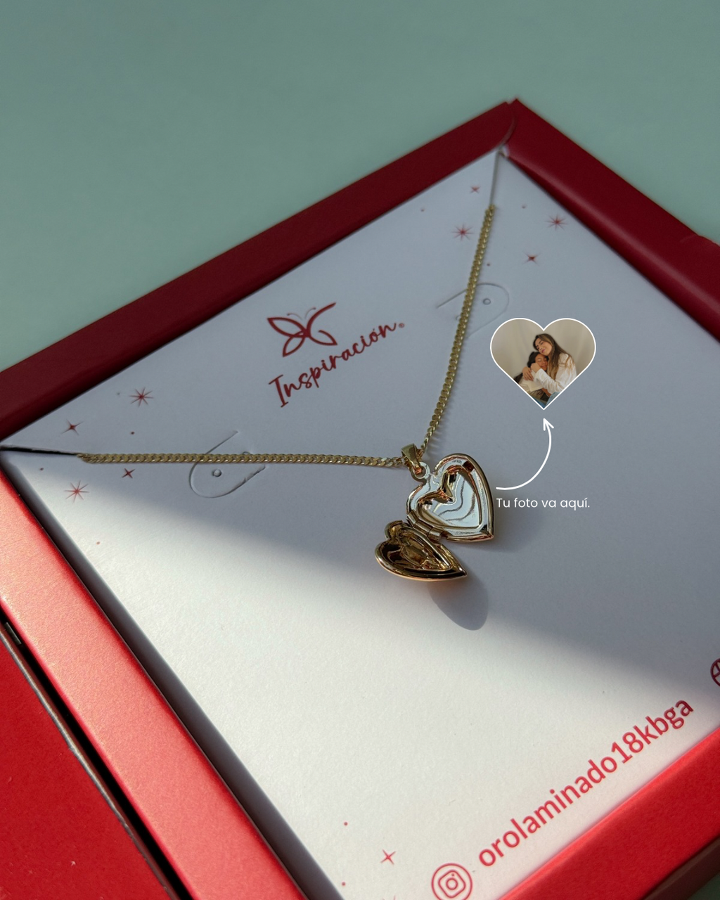 Relicario con foto y cadena