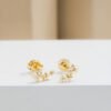 Aretes de oro en forma de estrella con múltiples estrellas que se muestran sobre un fondo neutro, mostrando la elegancia de Joyas en Oro Laminado 18K.